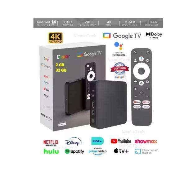 Latest gen Android 14 Google & Netflix certified GD2 TV box TVOS supports 32GB storage