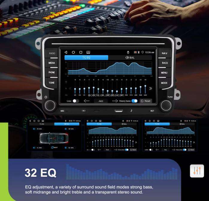 Podofo Android Car Stereo 4+64G 7'' Wireless CarPlay/Android Auto for VW