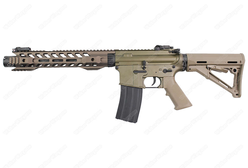 Double Bell 076 M4 w/ 12" Skeletonized Handguard Airsoft AEG Rifle Tan