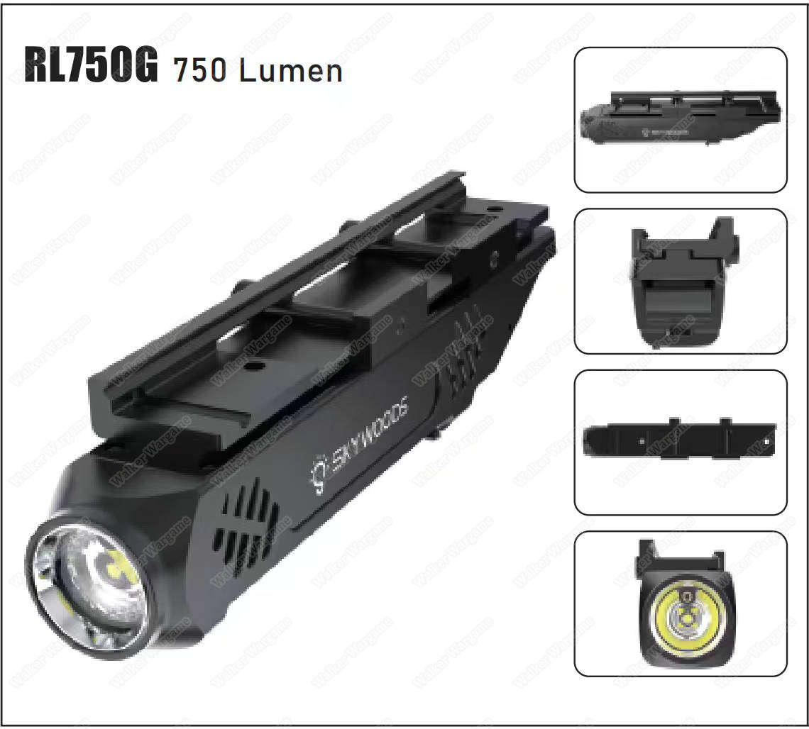 SKYWOODS RL750G Tactical Flashlight 750 Lumen Green Laser Fit RIS and MLOK Rail