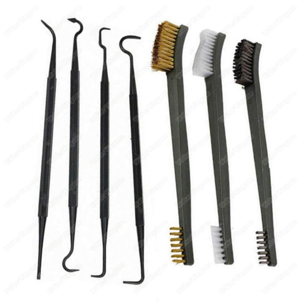 Firearm Airsoft Cleaning Brush Tools Kit Set Deluxe - With Case and metal Picks