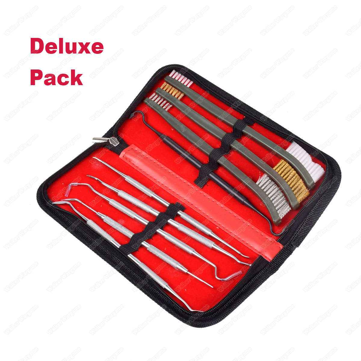 Firearm Airsoft Cleaning Brush Tools Kit Set Deluxe - With Case and metal Picks