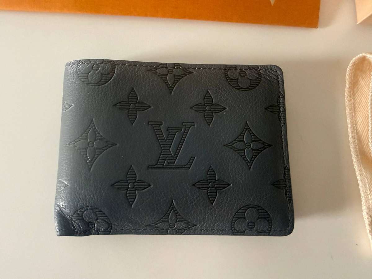 Original Louis Vuitton Calfskin Monogram Shadow Multiple Wallet Anthracite Gray
