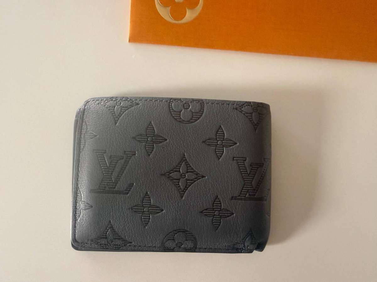 Original Louis Vuitton Calfskin Monogram Shadow Multiple Wallet Anthracite Gray