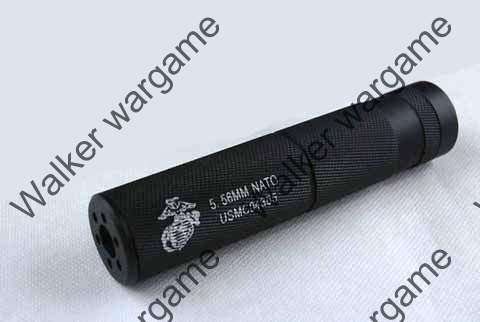 Black Airsoft Rilfe 14mm Full Metal Silencer  - Long Type 195mm Fit Pistol And Rifle
