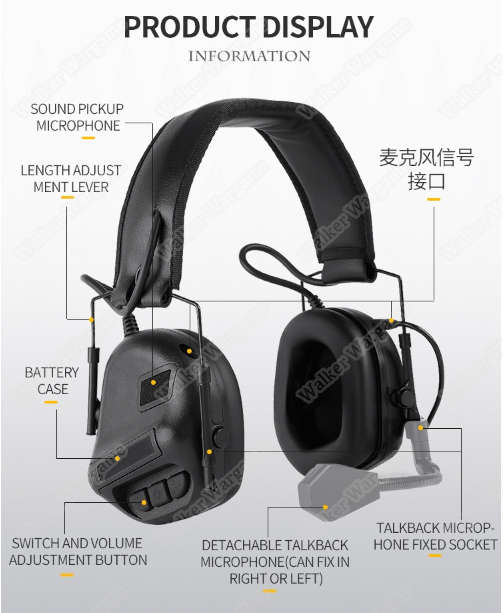 WST M31 Noise Reducing Headset Electronic Hearing Protector Black