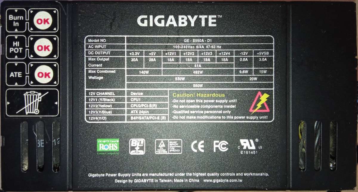 Gigabyte GE-S550A-D1 550W PSU