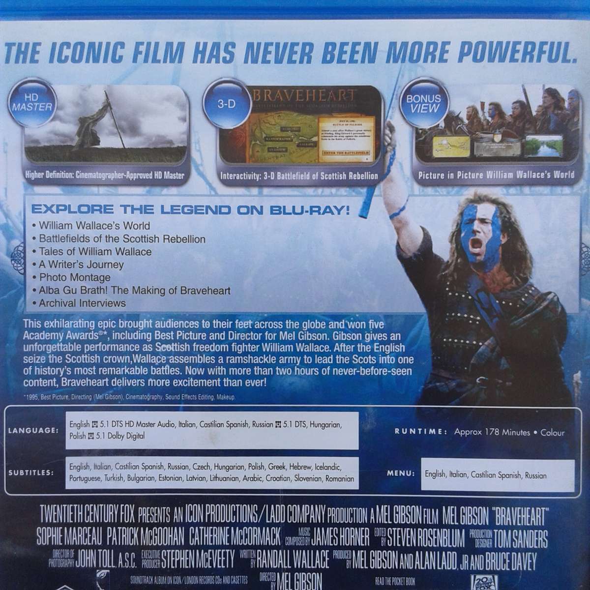 Braveheart (Anniversay) - Mel Gibson [2-Discs Blu-ray Movie]