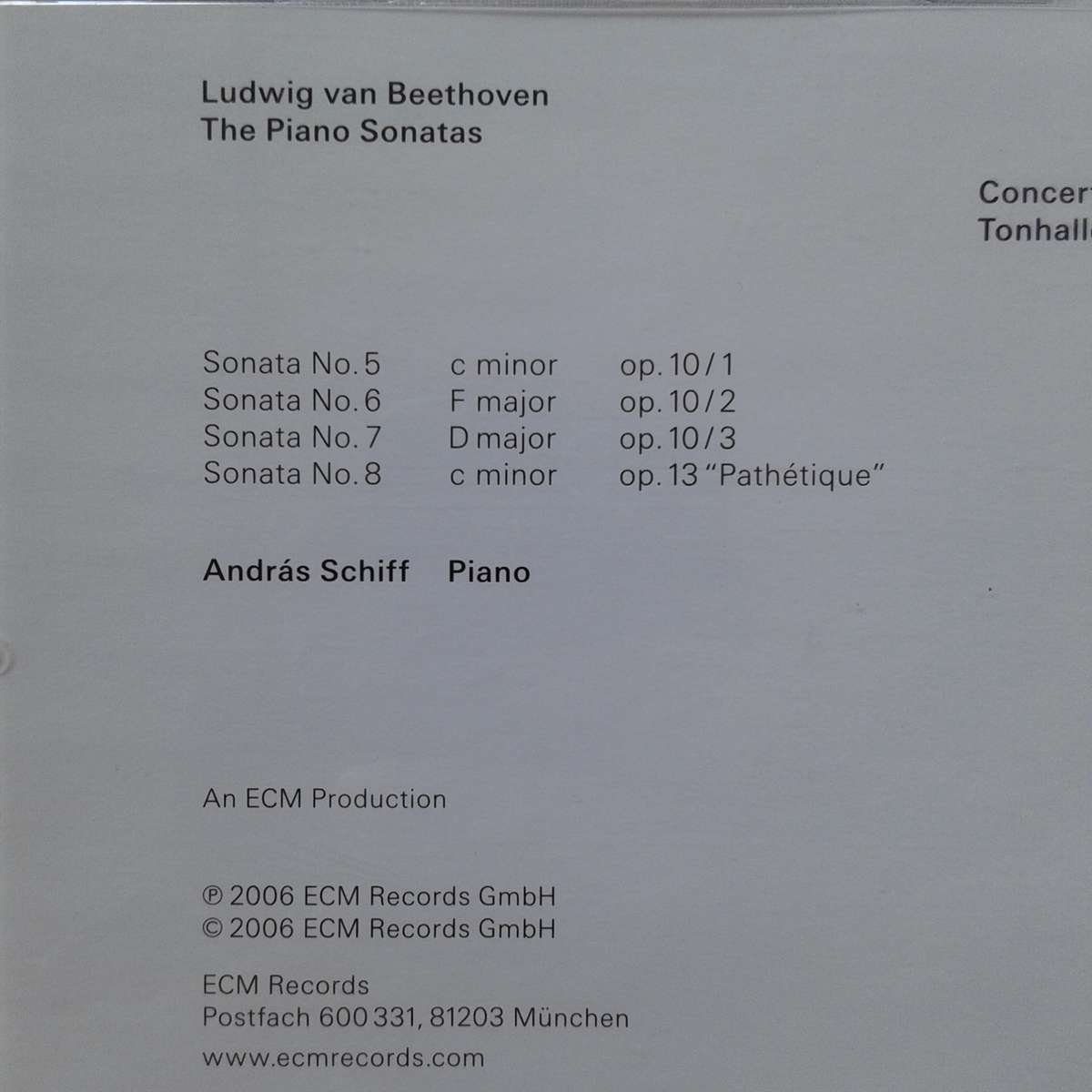 Beethoven / András Schiff - The Piano Sonatas, Volume II: Sonatas Opp. 10 And 13 [ECM] (2006)