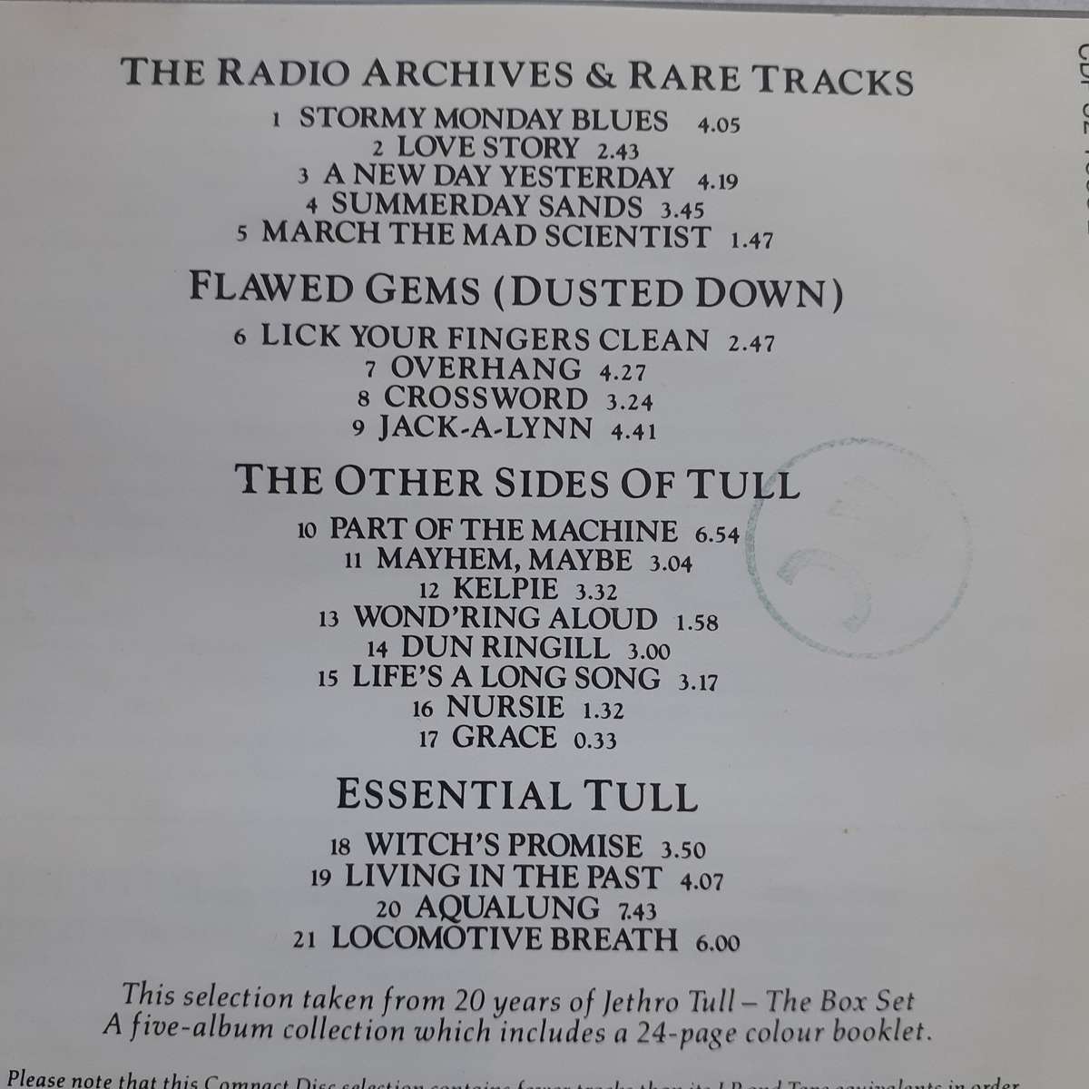 Jethro Tull - 20 Years Of Jethro Tull [Import CD] (1988)