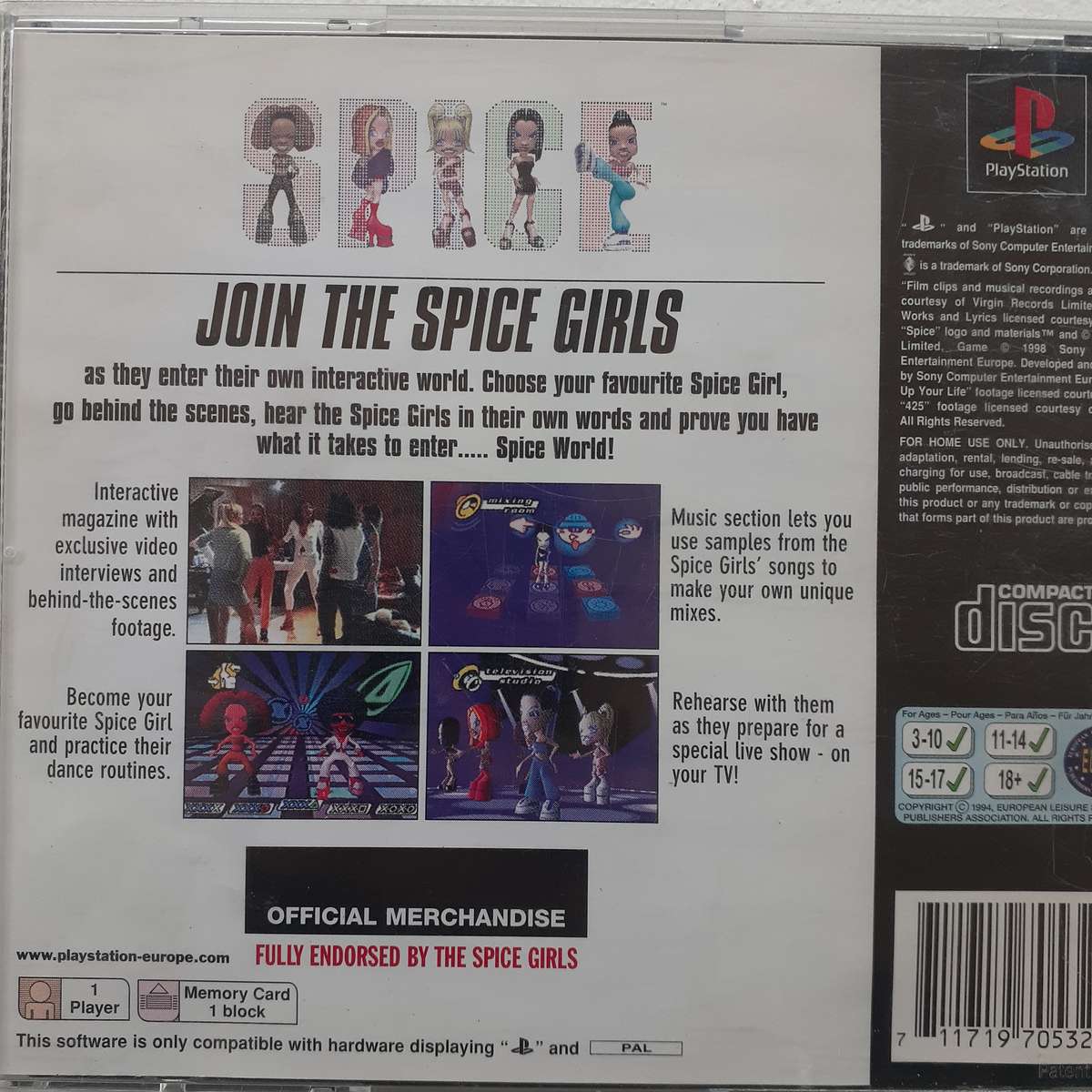 Spice World (PS1 PlayStation Game) (PAL)