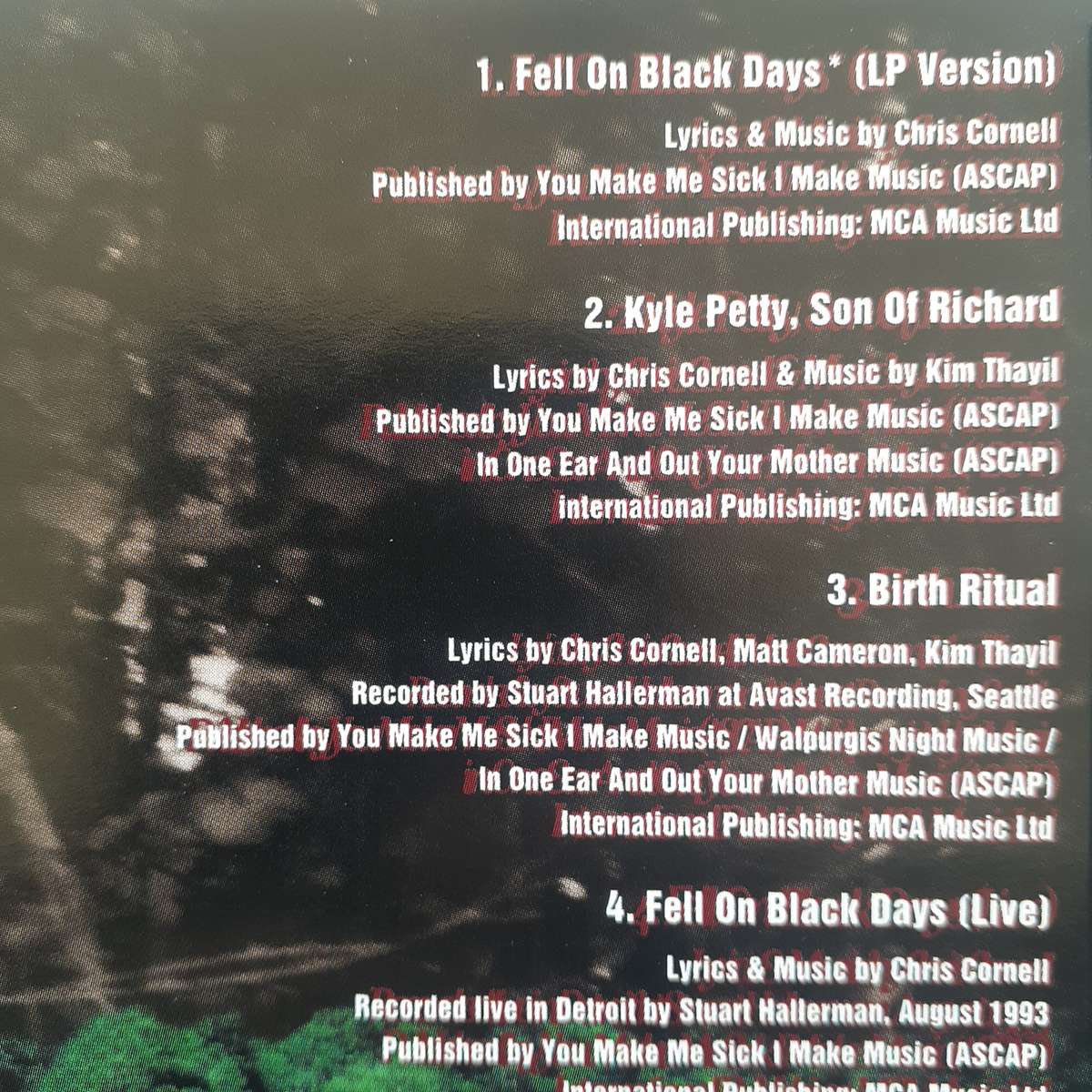 Soundgarden - Fell On Black Days [Import CD single Part 2] (1995)