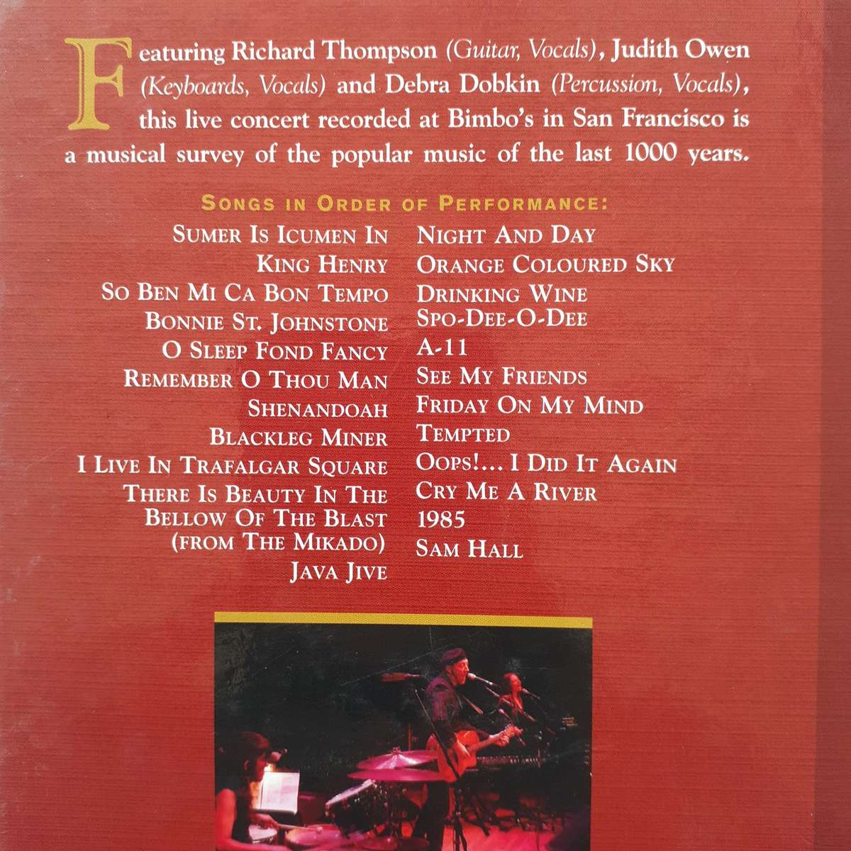 Richard Thompson with Judith Owen & Debra Dobkin - 1000 Years Of Popular Music [DVD + 2CD] (2006)
