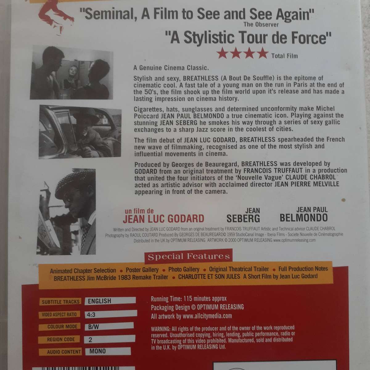 Breathless (À Bout de Souffle) (Un Film de Jean Luc Godard) [DVD Movie] (1960)