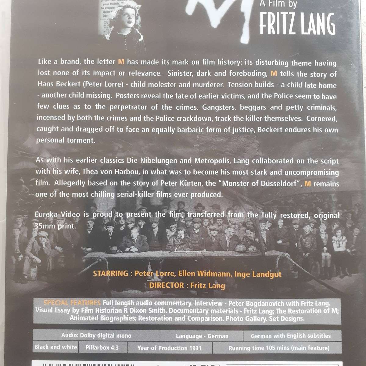 M (A Fritz Lang Film) [2-DISC DVD Movie] (1931)