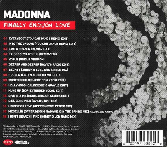 Madonna - Finally Enough Love [Import CD single Digipak] (2022)