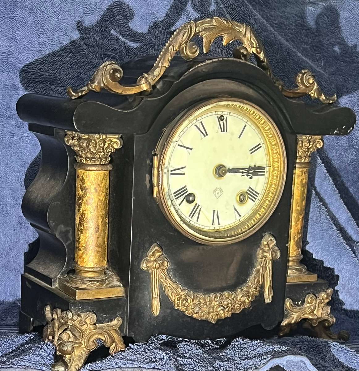 Ansonia Mantel Clock - Rare Black Marble Antique