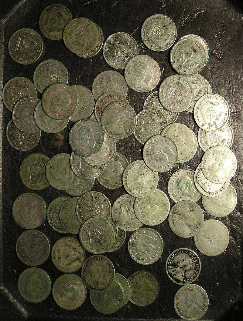 SA Union: 65 x Silver (80%) Three Pence / Tickey Coins * Bid per coin to take all 65 *