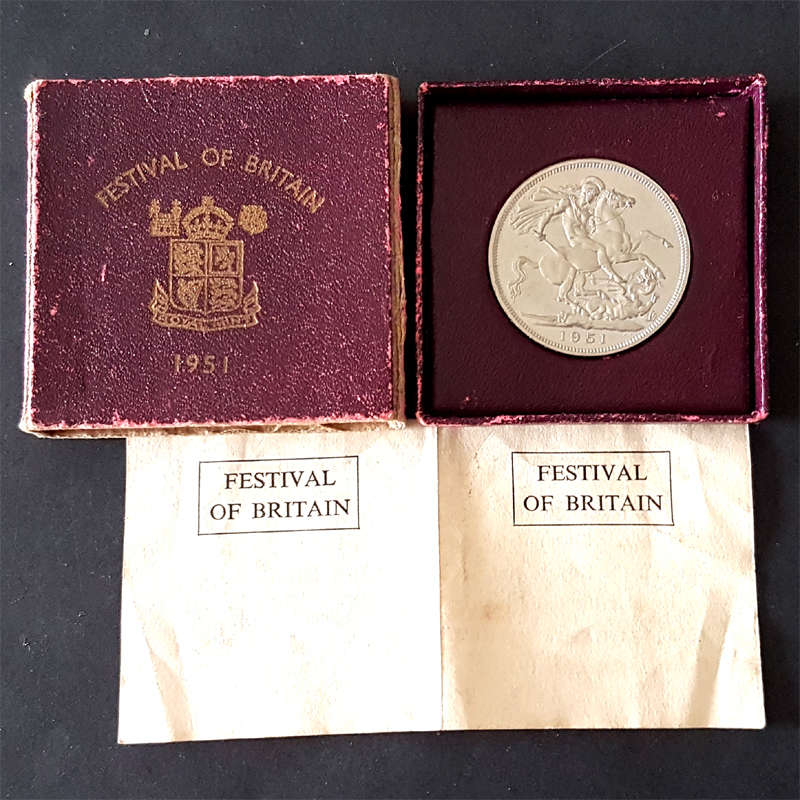 Great Britain: 1951 King George VI Festival of Britain CuNi Proof Crown In Box with Certificate