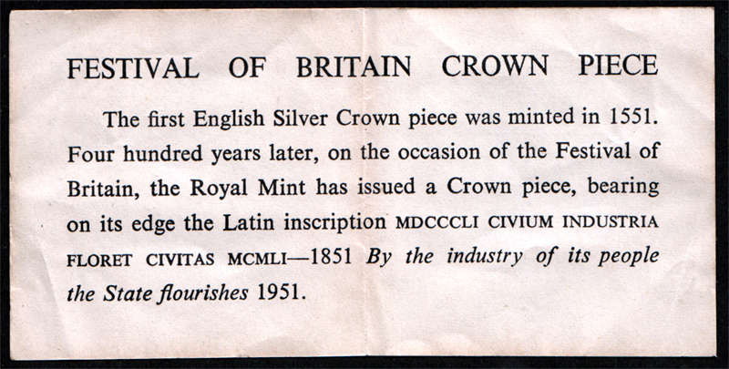Great Britain: 1951 King George VI Festival of Britain CuNi Proof Crown In Box with Certificate