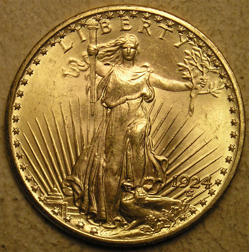 United States: 1924 $20 St Gaudens Gold Double Eagle * 0.96 Troy Ounces *