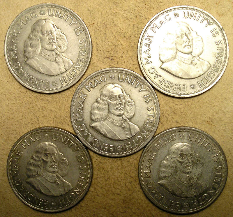 SA Republic: Five (x5) Silver (50%) 50 Cents* Bid per Coin to Take All *