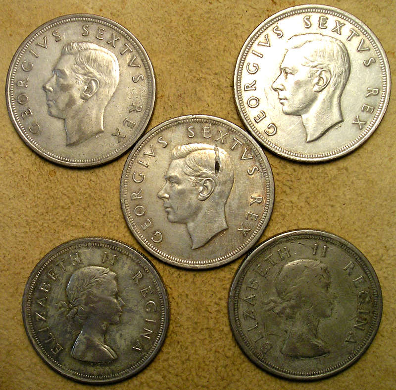 SA Union: Five (x5) Silver (50%) 5 Shillings * Bid per Coin to Take All *