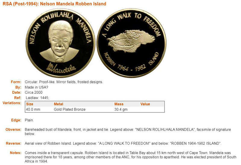 Nelson Mandela on Robben Island Medal
