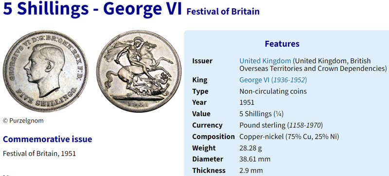Great Britain: 1951 King George VI Festival of Britain CuNi Proof Crown In Box with Certificate