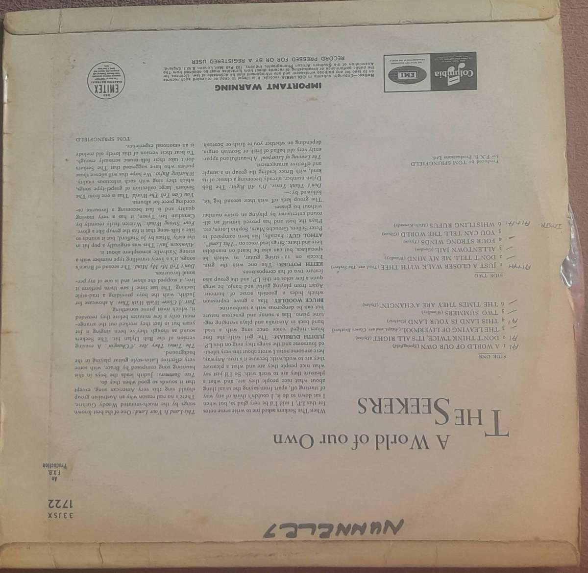 The Seekers A World Of Our Own Vinyl