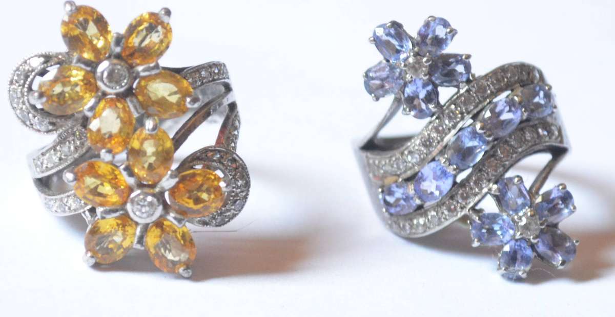 Tanzanite Ring and Citrine Ring in 925 Sterling Silver - Your bid is for Both