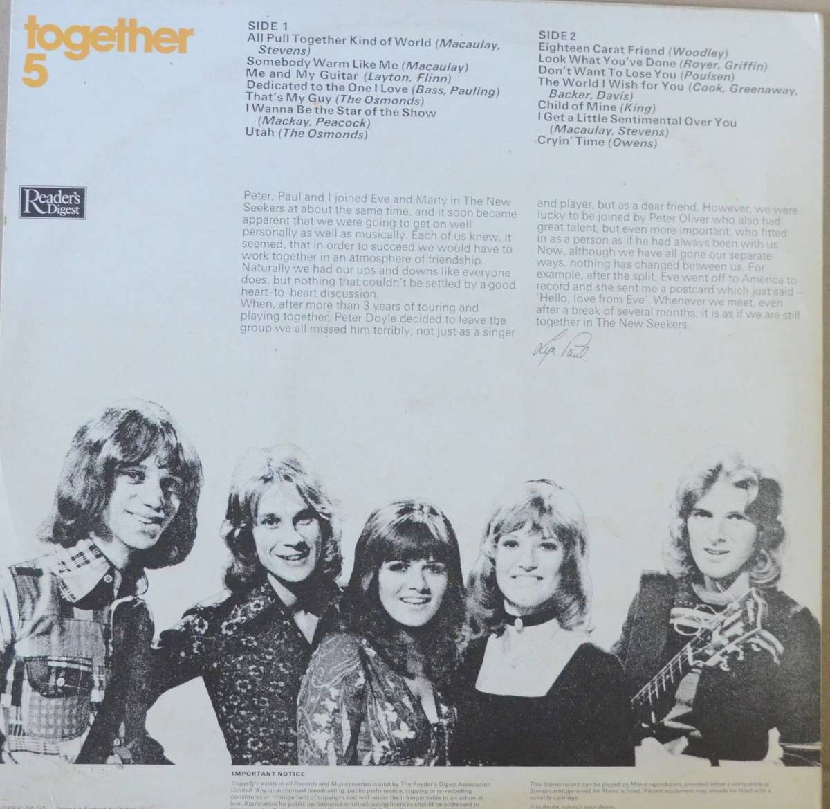 The New Seekers Together Vinyl
