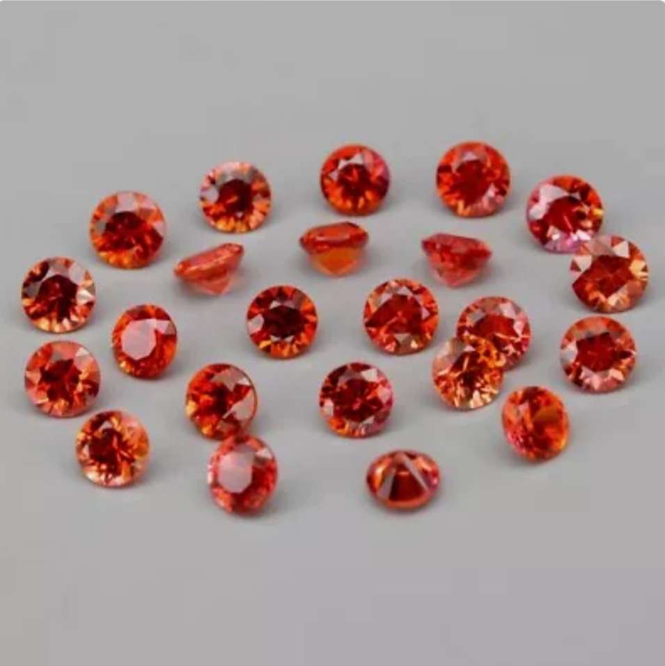 23pcs Lot 1.95ct t.w Round Cut Pink Orange Sapphire - Your bid is for all 23 pieces