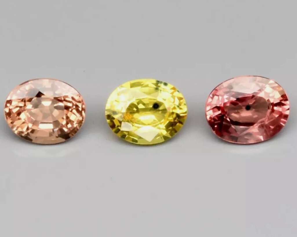 Stunning! 3 Piece Lot 1.24ct t.w Oval Cut Multi-Colour Sapphire