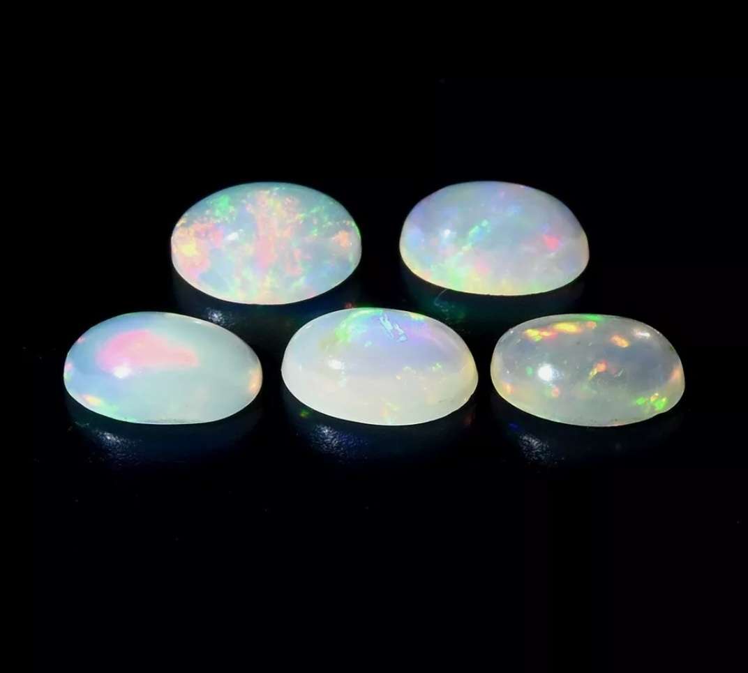 5 Piece Lot Oval Cut Natural Play-of-Colour Crystal Opal