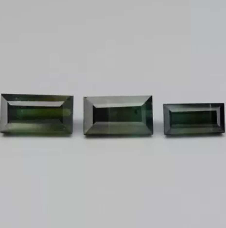 3 Piece Lot 2.18ct t.w Baguette Cut Natural Unheated Green Tourmaline