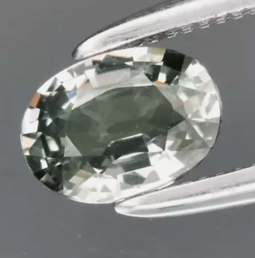 Oval Cut Unheated Light Green Sapphire