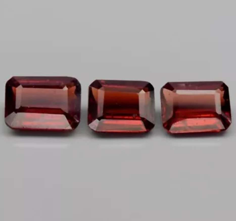 3 Piece Lot 3.47ct t.w Octagon Cut Natural Reddish Orange Garnet