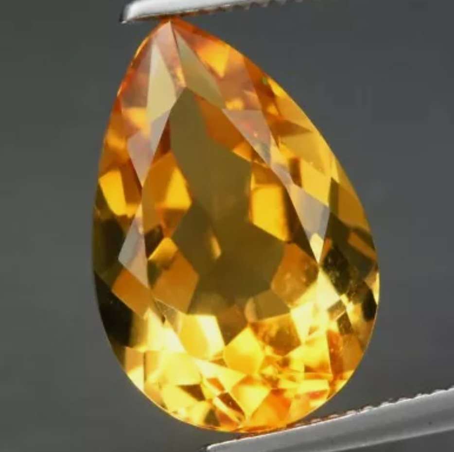 Beautiful 3.07ct 12x8mm Natural Pear Cut Yellow Citrine