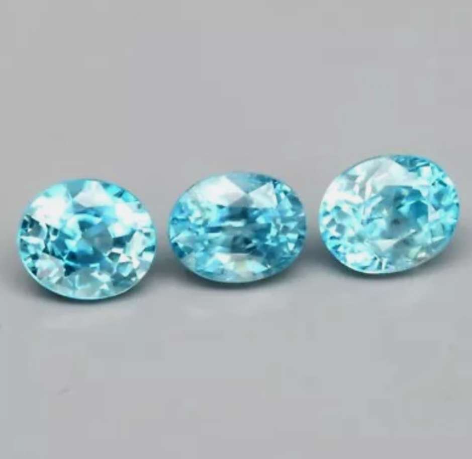 3 Piece Lot 2.48ct t.w Oval Cut Natural Blue Zircon