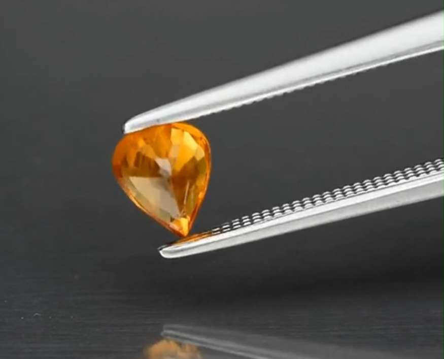 Stunning Pear Cut Natural Orange Sapphire