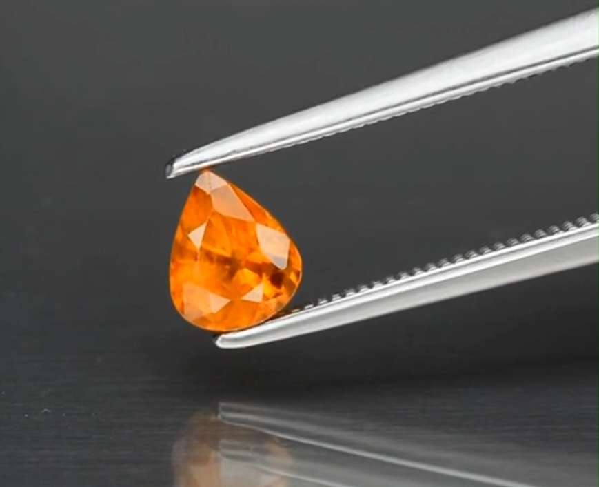 Stunning Pear Cut Natural Orange Sapphire