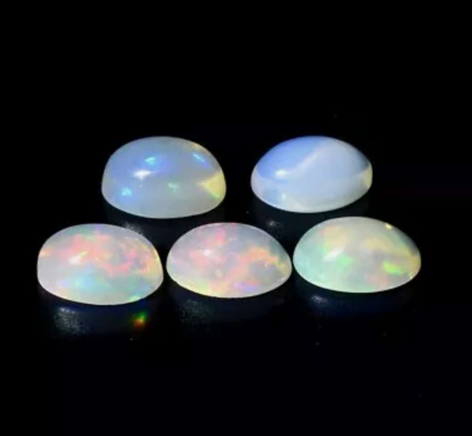 5 Piece Lot Oval Cut Natural Play-of-Colour Crystal Opal - Your bid is for all 5 pieces