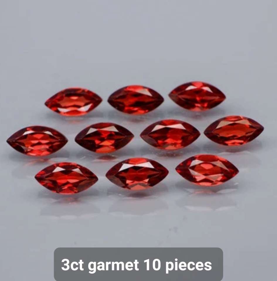 10 piece Lot Natural Marquise Cut Red Garnet - your bid is for all 10 pieces