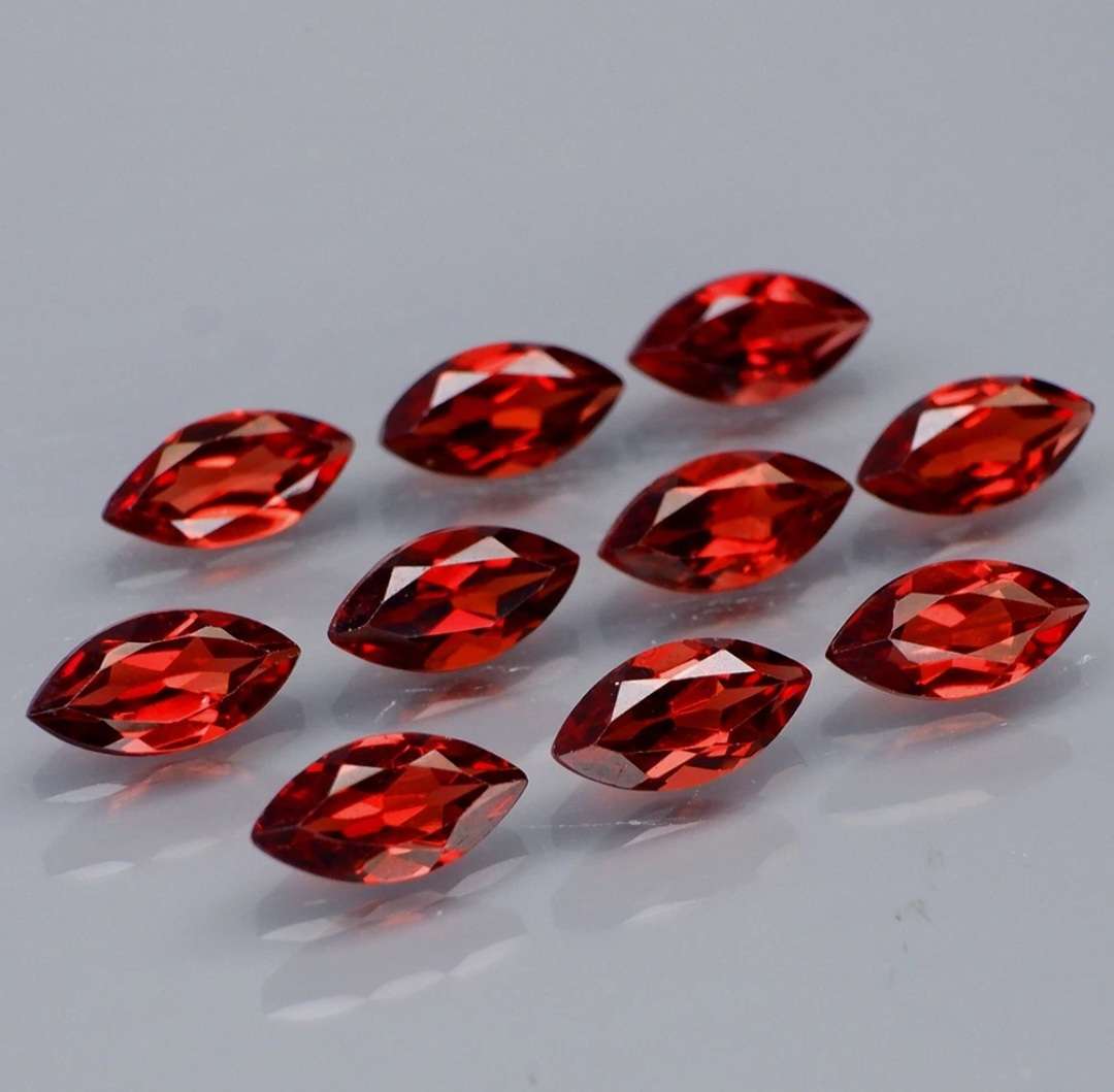 10 piece Lot Natural Marquise Cut Red Garnet - your bid is for all 10 pieces