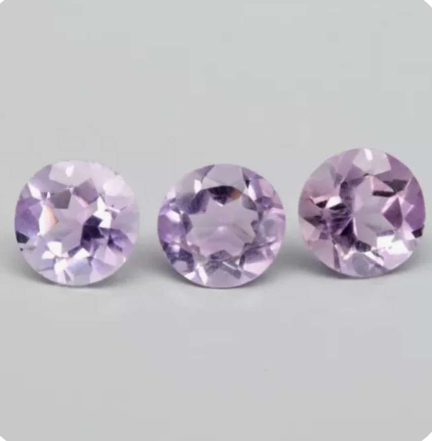 3 Piece Lot 3.36ct t.w Round Cut Natural Purple Amethyst