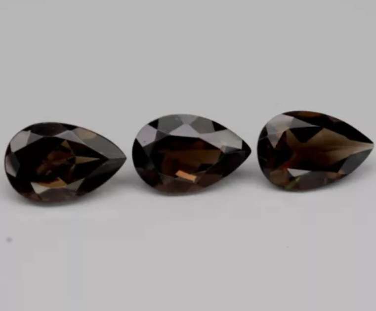 3 Piece Lot 8.40ct Pear Cut Natural Smoky Quartz