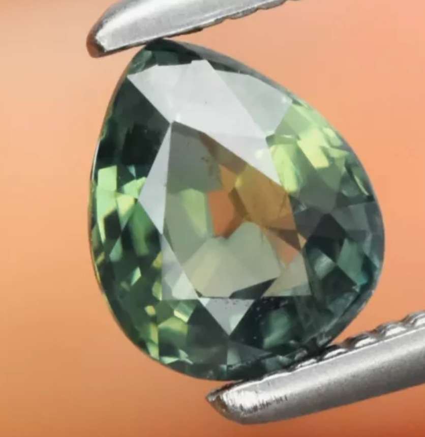 Pear Cut Unheated Green Natural Sapphire