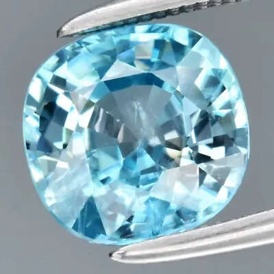 Stunning 2.85ct Cushion Cut Natural Blue Zircon