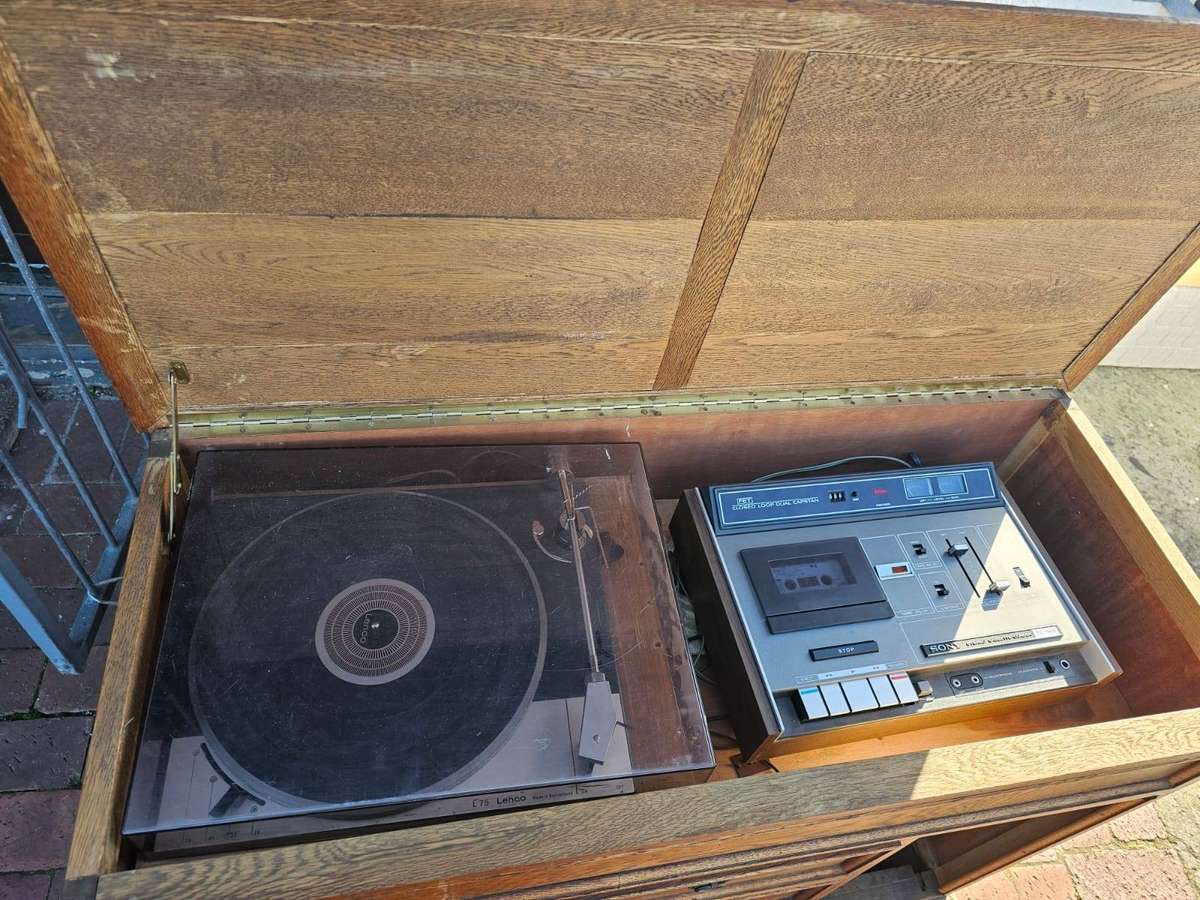 Vintage Oak Music Cabinet